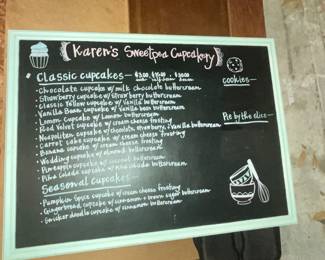 "KAREN'S SWEETPEA CUPCAKERY" MENU BOARD