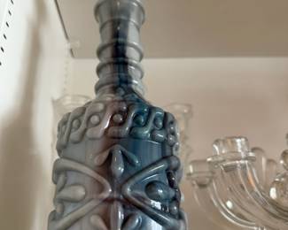 Jim Beam Bourbon Grey/Blue Slag Glass Decanter 