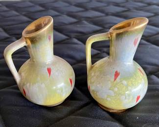 Pair of Scheurich Foreign Pottery Creamer Pitchers with Heart Design 