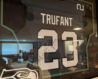 Framed Marcus Trufant Autographed Seattle Seahawks Jersey