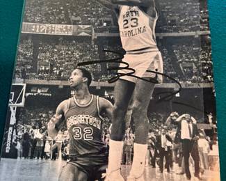 Autographed Michael Jordan 1982 NCAA Championship Photograph Print - UNC vs. Georgetown