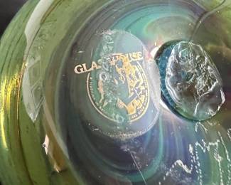 Glasshouse Green Swirl Blown Art Glass Vase