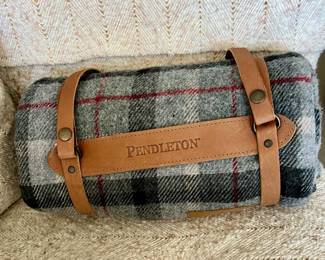Pendleton Grey & Red Plaid Travel Blanket