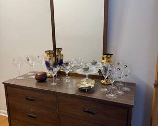 Mid Century 6 Drawer Lowboy Dresser and Mirror