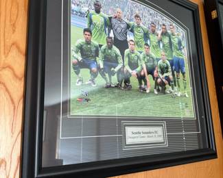 Framed & Matted Team Autographed Seattle Sounders FC 2009 Inaugural Game Photograph