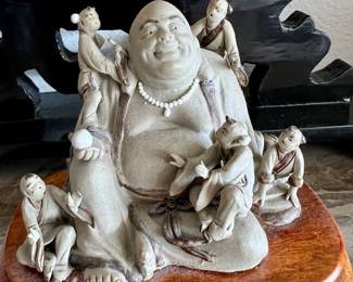 Laughing Buddha with Children Figurine