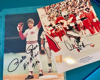 Pete Rose Autographed Cincinnati Reds "Hit King" Photo, Archie Griffin Autographed Ohio State Buckeyes "Heisman Winner" Photo