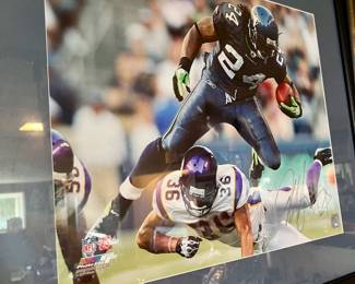 Framed Autographed Marshawn Lynch Seattle Seahawks Beast Mode Photograph Print