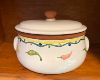 Boston Warehouse Terracotta Lidded Bowl with Pepper Design