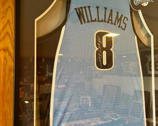 Framed Autographed Deron Williams Powder Blue Utah Jazz Jersey