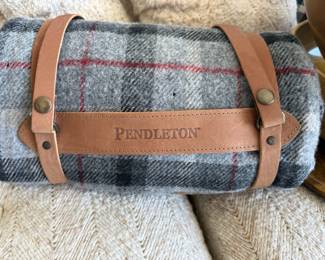 Pendleton Grey & Red Plaid Travel Blanket
