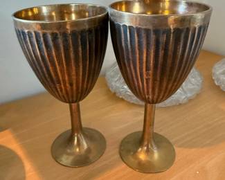 Pair of Brass Wine Goblets - Made in Korea