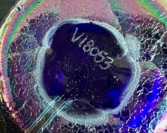 Iridescent Studio Art Glass Vase with Heart Design
