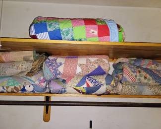 Hand stitched quilts. 