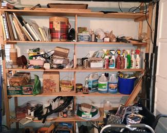 Picnic, camping stuff, misc car cleaning items, extension cords 