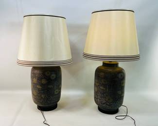 Ceramic Lamp with Floral Motif