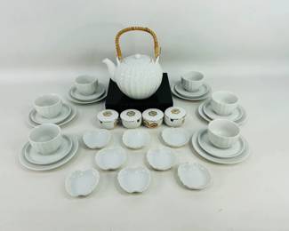 Japanese Style White Paneled Tea set 