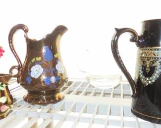 Antique Copper Lusterware Pitchers