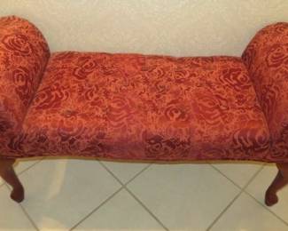 Victorian Burgundy Rose Upholstery Bed Bench
