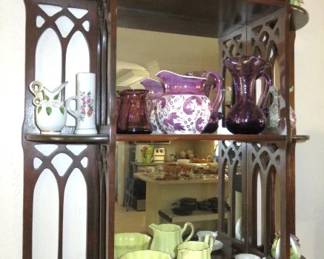 Antique 3 Tier Mahogany Wood/Mirror Wall Shelf 