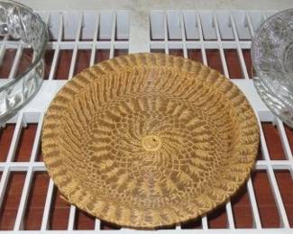 Vintage Handwoven Pine needle Plate