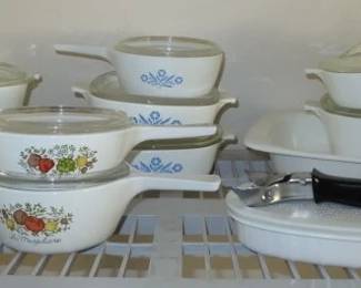 Vintage Corning Ware Cookware in "Spice of Life" & "Blue Cornflower" Pattern