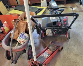 Snowblower  and old wagon