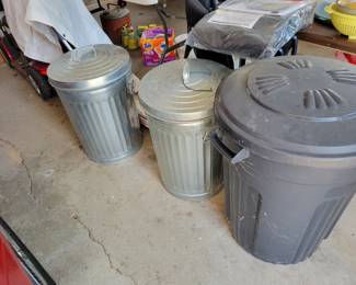 Metal cans with bird seed