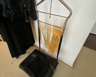 1960s Butler Stand with Metal Goldtone Hangers 