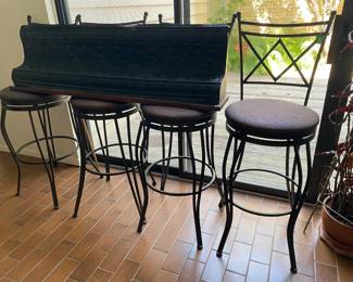 Set of 4 Swivel metal barstools, Antique Ceiling Tile Shelf 