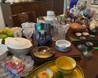 Mayan Death Mask, Olive Dish, Crystal Egg Platter, Decoratives 
