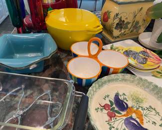 Serving Pieces, Pie Plate from Italy, Copco Denmark Enamelware Dutch Oven