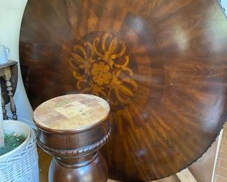 5 foot Round Inlaid Studded Formal Dining Table