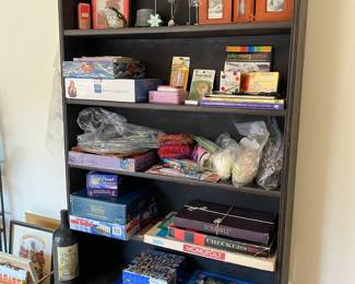 Antique Canning Cabinet, Vintage Games, Knitting Items, Frames 