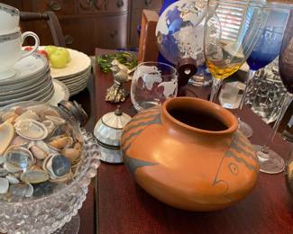 Terracotta pot Mexico, signed by Rosa L