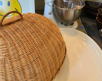 Classic plus white KitchenAid Mixer, Large oval platter from Italy with wicker cover perfect for outdoor events 