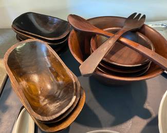 Mid century wooden salad set