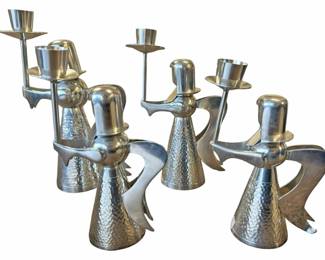 4 Pura Bangka Tin Angel Candle Holders