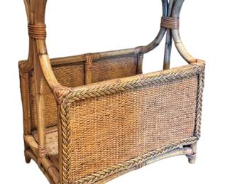 Vintage Rattan Magazine Record Holder