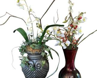 2 Faux Flower Arrangements