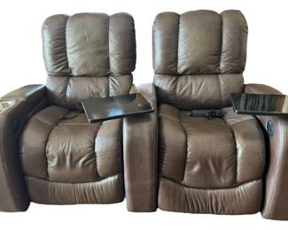 Dual Power Brown Recliners Theater Seating