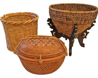 3 Rattan and Wicker Baskets