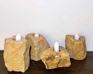 Natural Sandstone Candle Holders