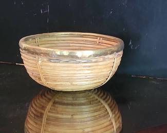 CrespiStyle Brass Edge Rattan Bowl