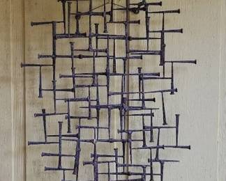 Brutalist Nail Sculpture Wall Art