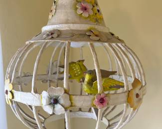 Vintage paper mache bird hanging lamp RARE and unique!  