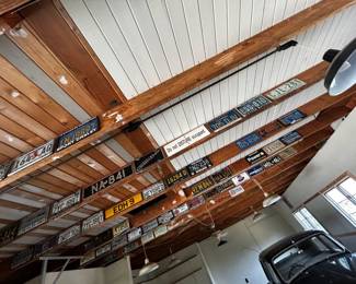 Vintage license plates and frames