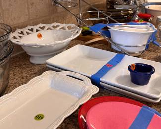 small appliances, party plates, milk glass and more