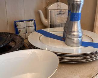 kitchen items in glass, ceramic, stainless steel and real silver