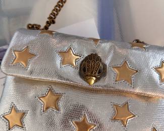 Kurt Geiger hard to find collectible handbags including this silver and gold one